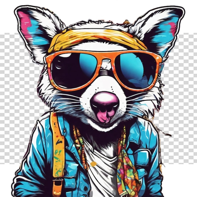 PSD perro hipster con gafas de sol ilustración para su diseño