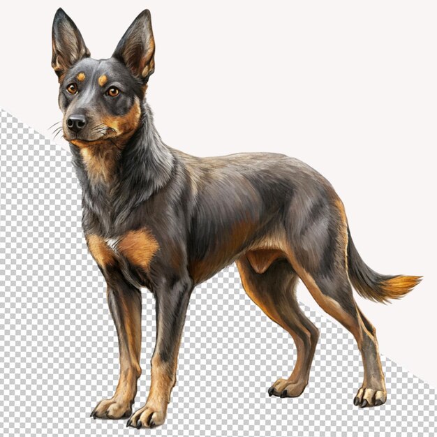 PSD perro kelpie australiano sobre un fondo transparente