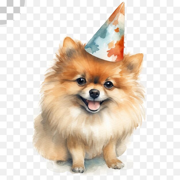 PSD perro lindo con un sombrero de cumpleaños