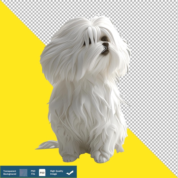 PSD perro maltés 3d esponjoso fondo transparente png psd animal de compañía cachorro canino corte adorable