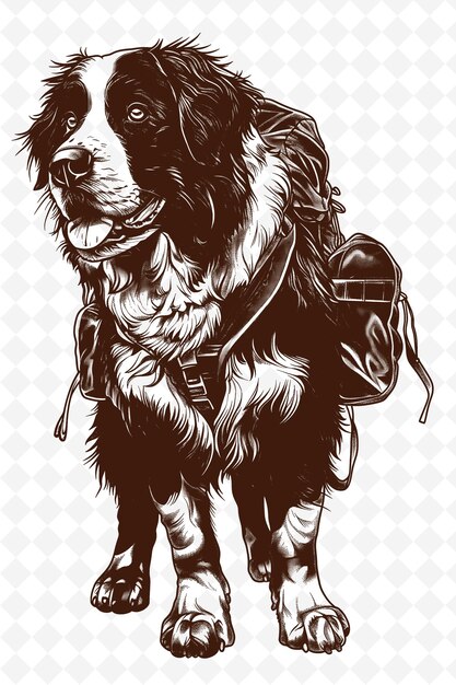 Perro de montaña bernese con una mochila y botas de senderismo animales parecidos colecciones vectoriales de dibujo artístico