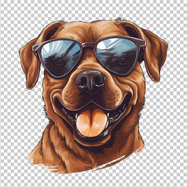 PSD perro moreno con gafas ilustraciones