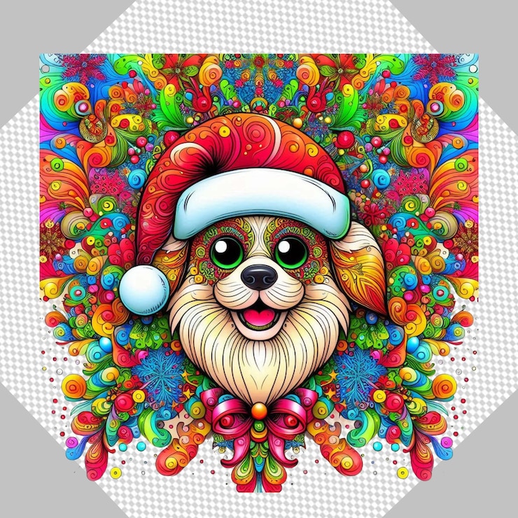 PSD el perro de navidad vintage santa transparente png ilustración clipart