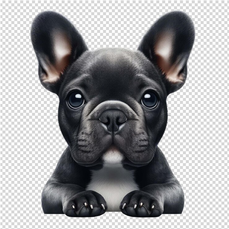 PSD un perro negro con nariz y orejas negras está en un fondo transparente