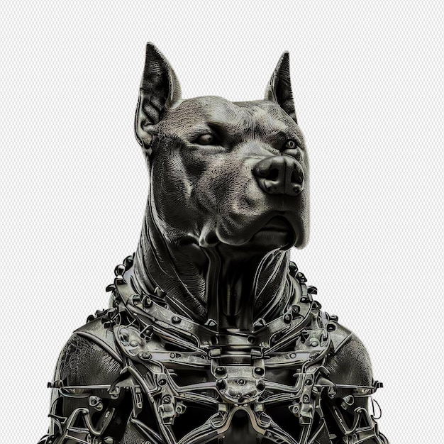 Un perro con un pelaje de metal que