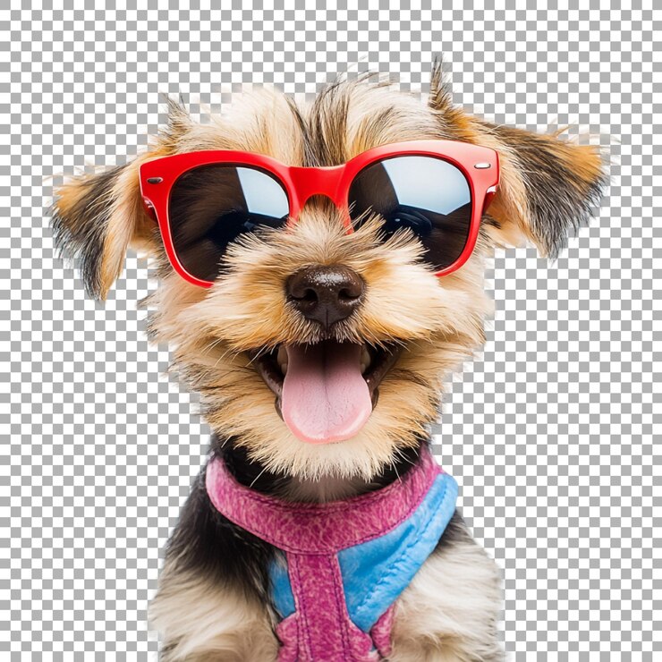 PSD perro de png con disfraz de verano en un fondo transparente generado por ai