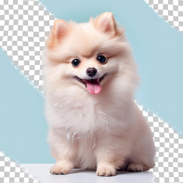 Perro pomerania solo sobre un fondo transparente