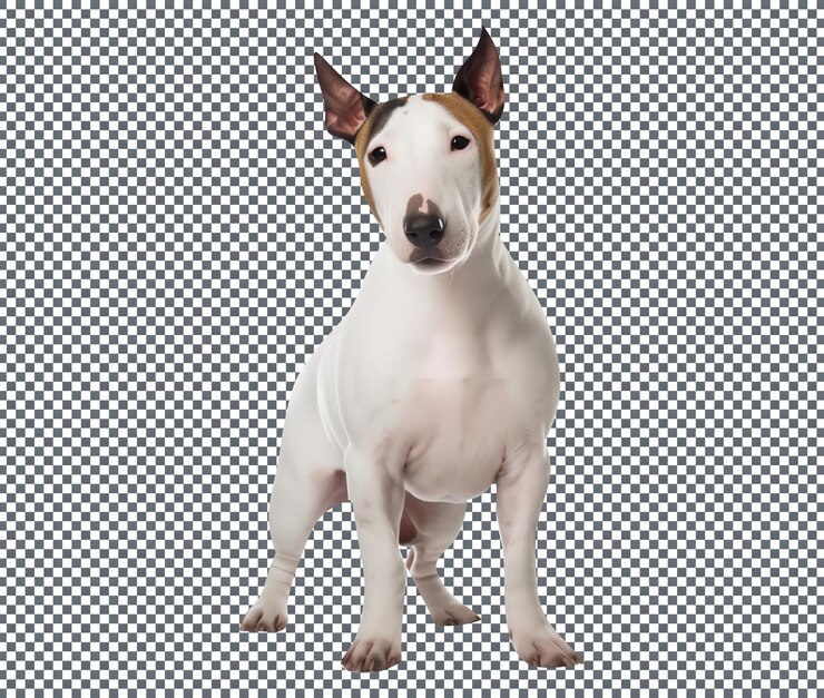 PSD perro de raza bull terrier miniatura aislado sobre un fondo transparente