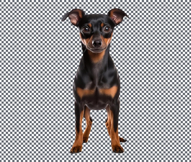 PSD perro de raza pinscher miniatura aislado sobre un fondo transparente