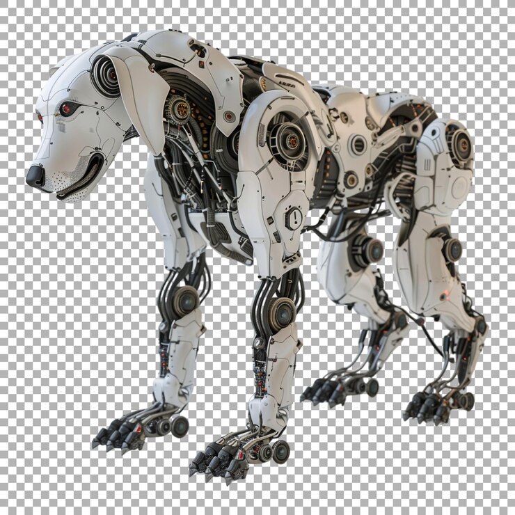 PSD perro robot de pie sobre un fondo transparente generado por ai