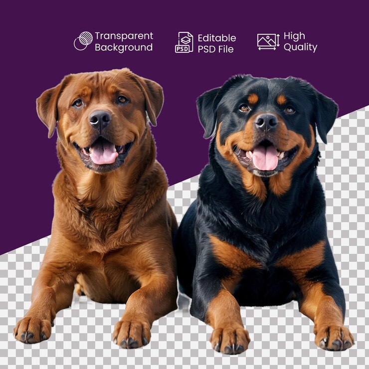 PSD un perro rottweiler con un fondo transparente
