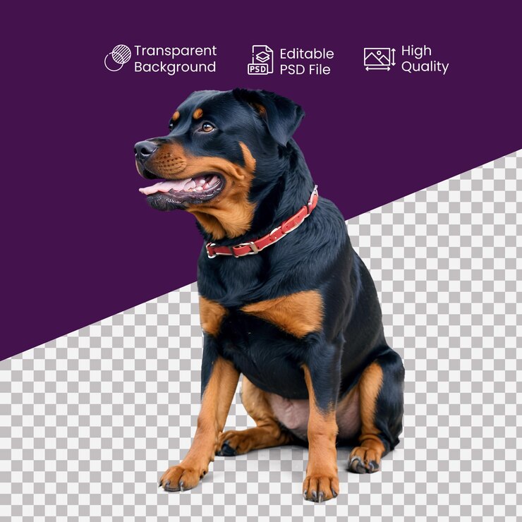 PSD un perro rottweiler con un fondo transparente