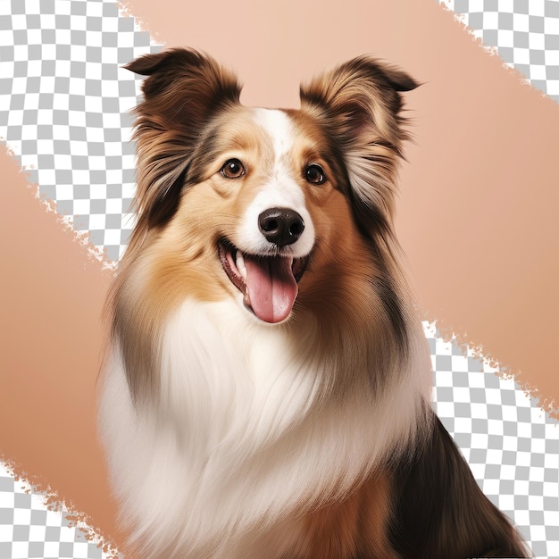 PSD perro sheltie con fondo transparente de color marrón