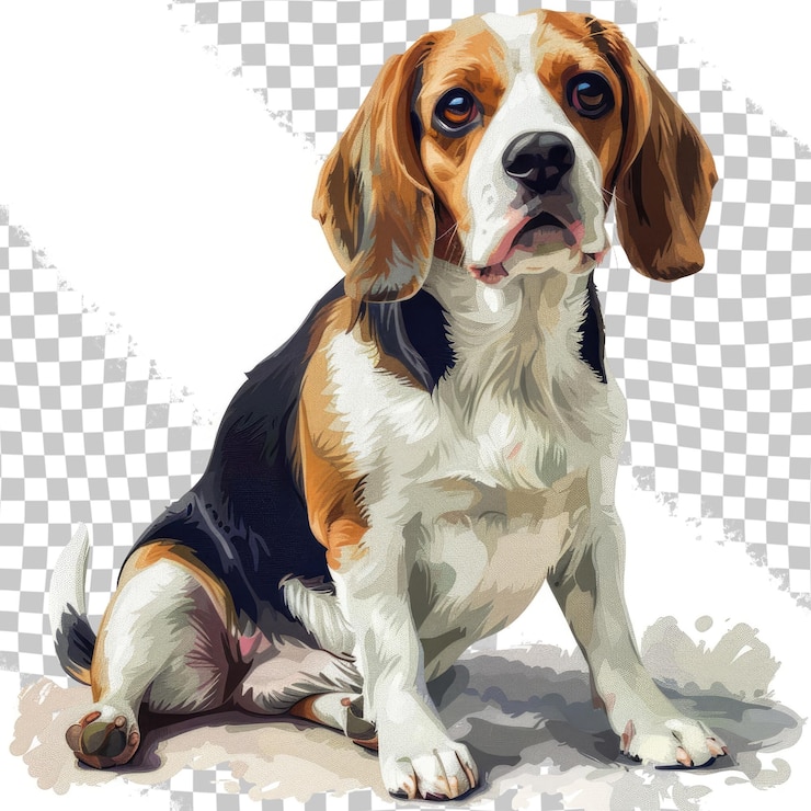 PSD un perro se sienta en el suelo frente a un fondo blanco