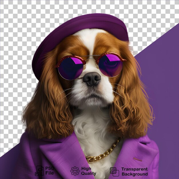 Perro con sombrero y gafas aislado sobre un fondo transparente incluye archivo png