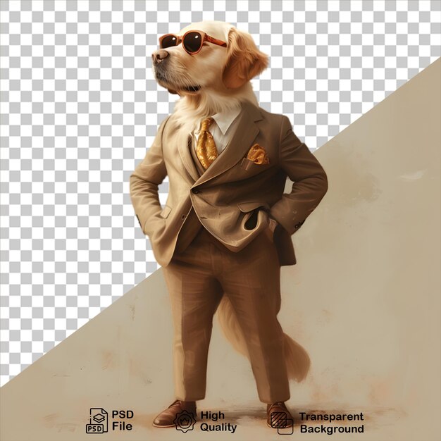 PSD perro con traje aislado en fondo transparente incluye archivo png