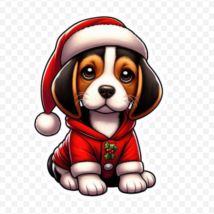 PSD un perro en un traje de santa con un sombrero de santa