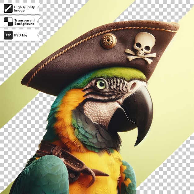 PSD un perroquet 3d avec un chapeau de pirate sur un fond transparent