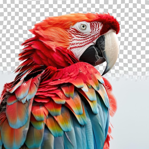 PSD un perroquet coloré avec des plumes de queue blanches et rouges