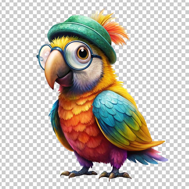 PSD un perroquet mignon plein de corps couleur de pinceau vibrant