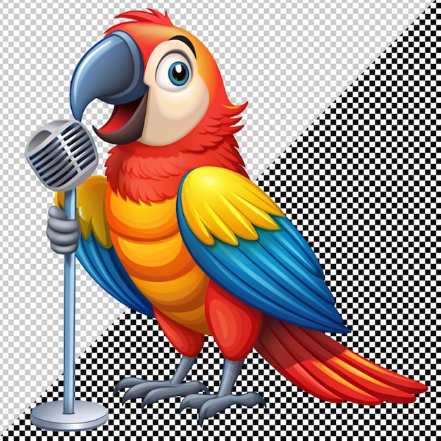 PSD un perroquet qui chante dans un microphone