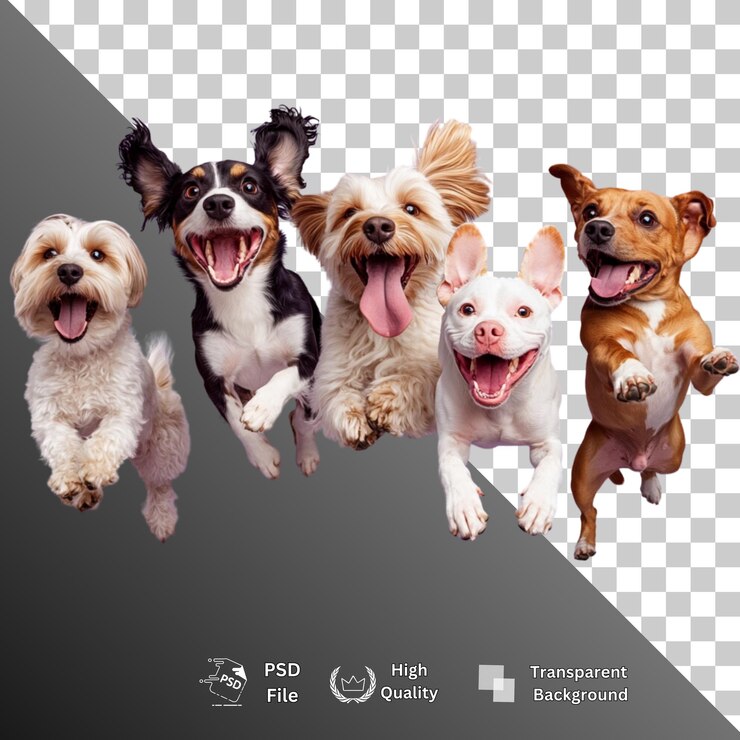 PSD perros aislados con fondo transparente