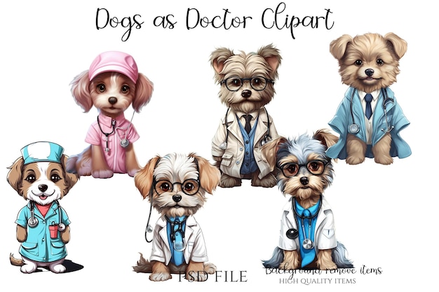 PSD los perros como el doctor clipart