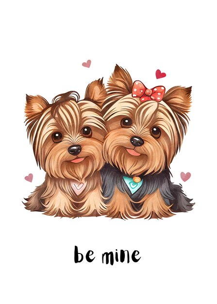 PSD perros lindos para las tarjetas de san valentín