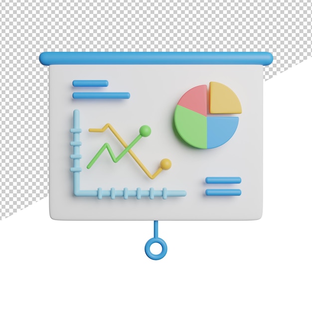 Persentation Business Strategy Vorderansicht 3D-Rendering-Icon-Illustration auf transparentem Hintergrund