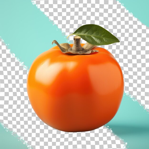 PSD persimmon mit grünem blatt auf durchsichtigem hintergrund