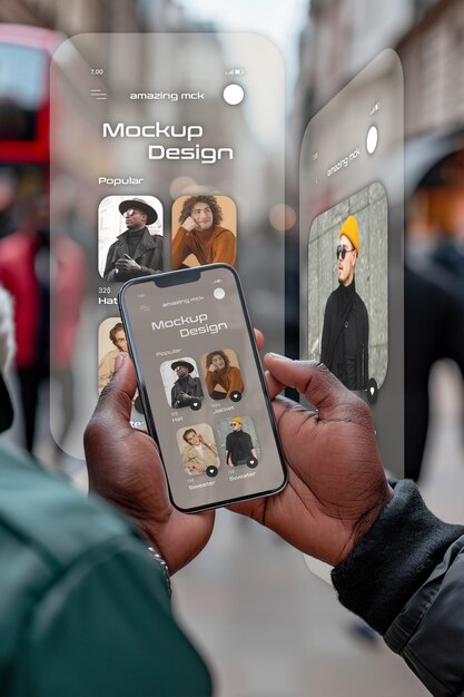 Person shopping using augmented reality mockup