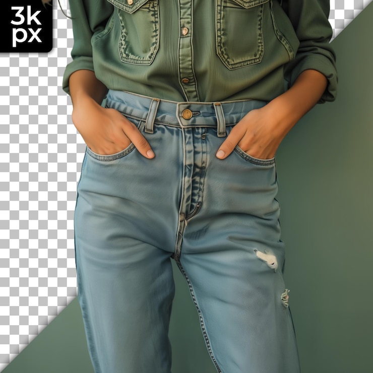 PSD una persona con una chaqueta verde con las letras k - p en ella