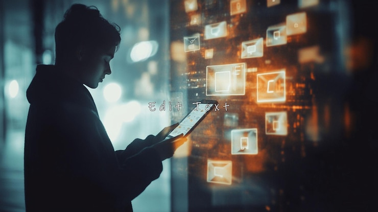 PSD persona che utilizza le icone digitali del tablet