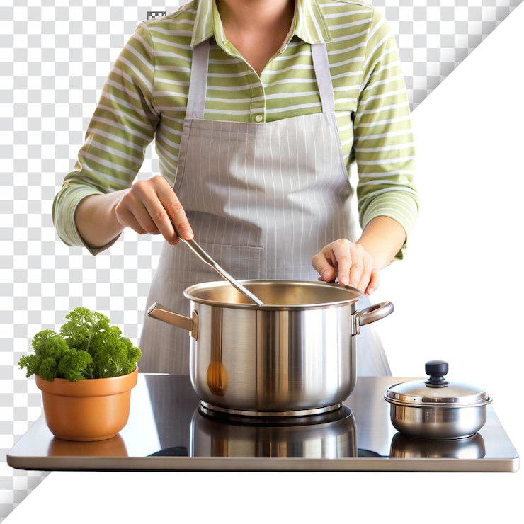 PSD persona cocinando sopa en la cocina