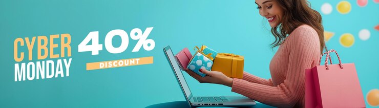 PSD una persona está sosteniendo una computadora portátil y una caja de regalos con las palabras porcentaje porcentaje