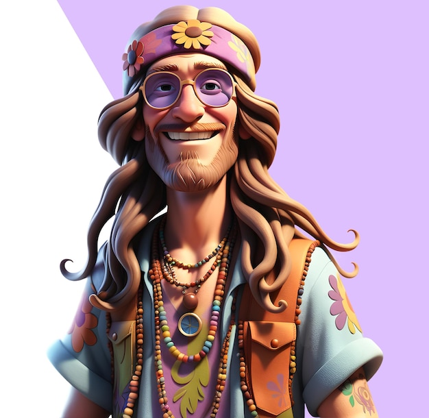 PSD persona hippie en 3d