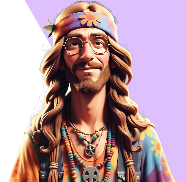 Persona hippie en 3d