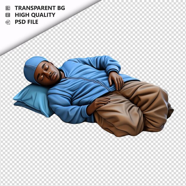 PSD persona negra durmiendo 3d estilo de dibujos animados fondo blanco es