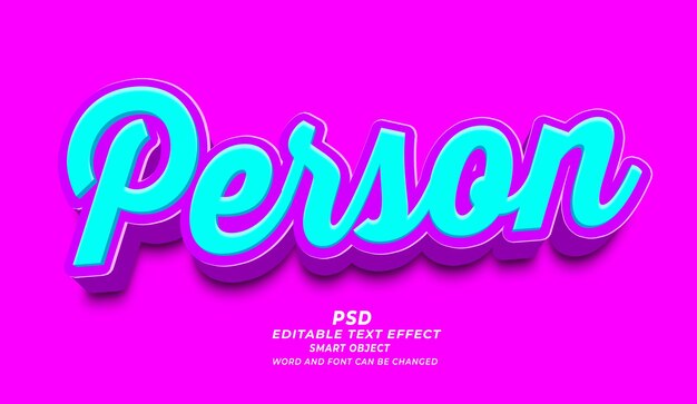 Persona de PSD 3D Editable Efecto de texto plantilla de Photoshop