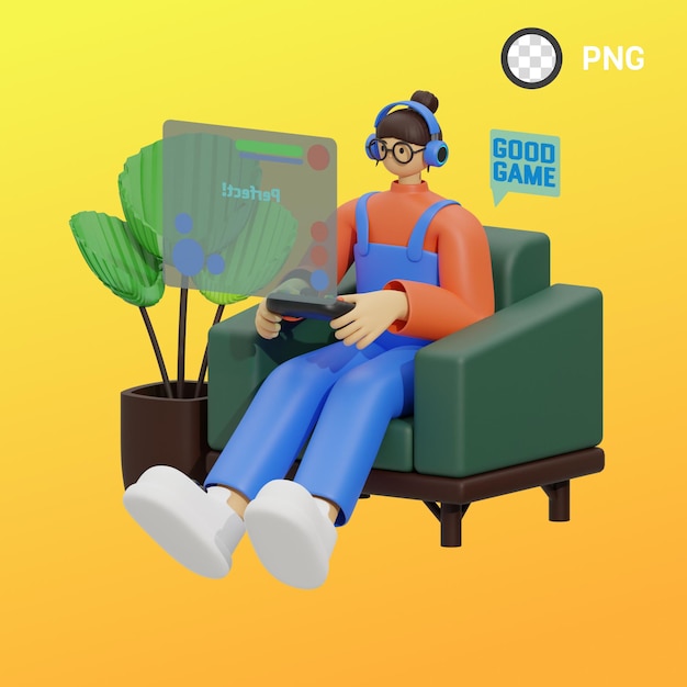 Una persona sentada en una silla con una computadora portátil y una pantalla que dice png.