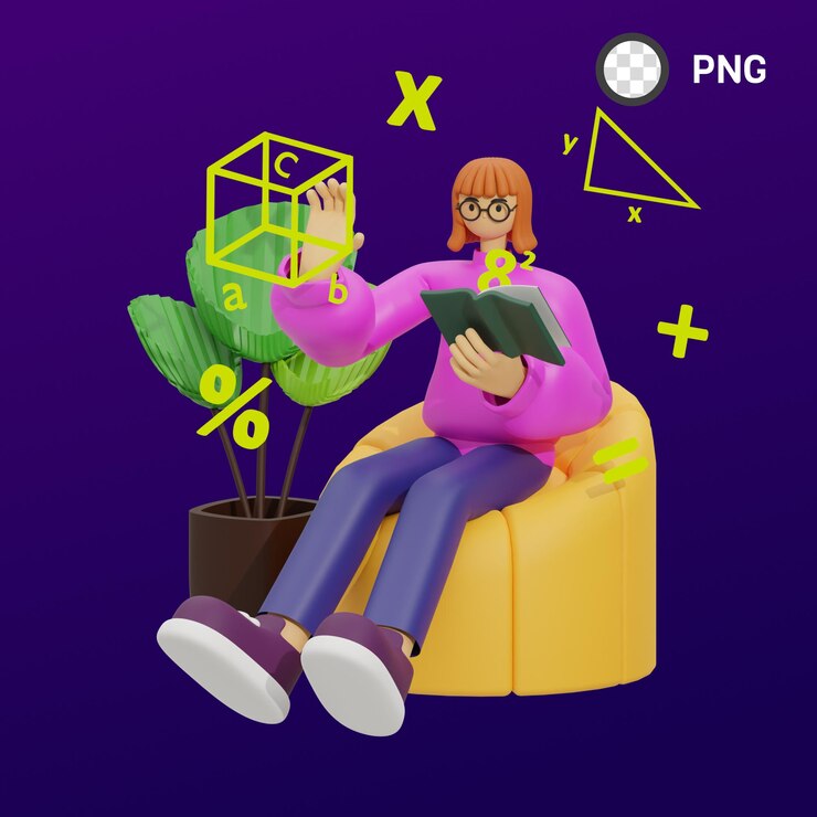 PSD una persona sentada en una silla con un libro frente a ella.