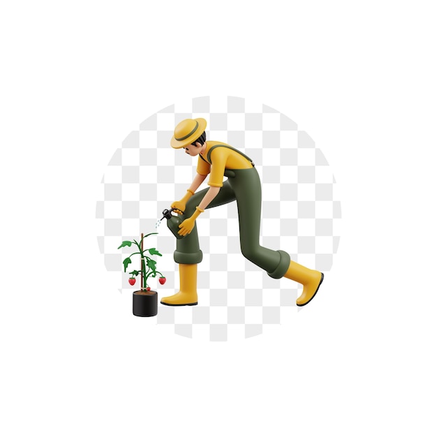 Personagem 3D Agricultor masculino Colheita