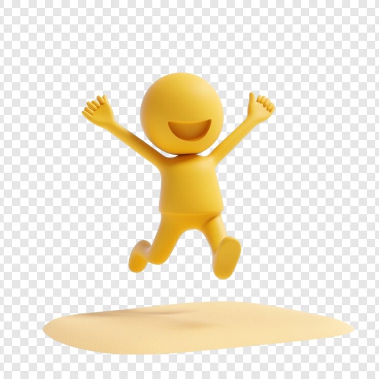 PSD personagem 3d alegre pulando de excitação