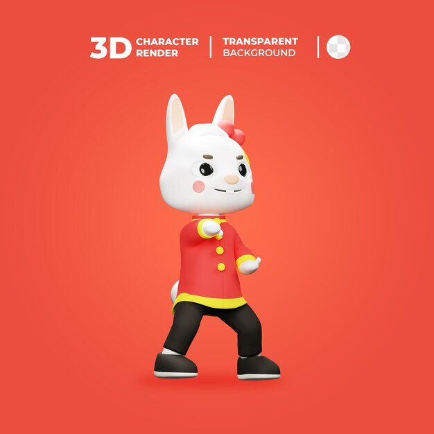 Personagem 3D Coelho Ano Novo Kung Fu