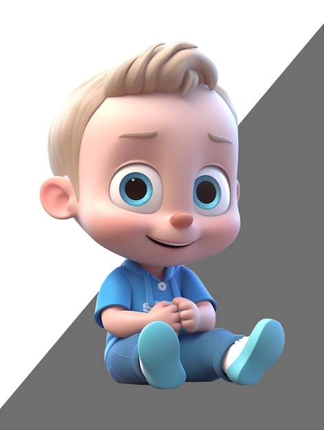 PSD personagem 3d de bebê fofo com expressão de rosto sorridente