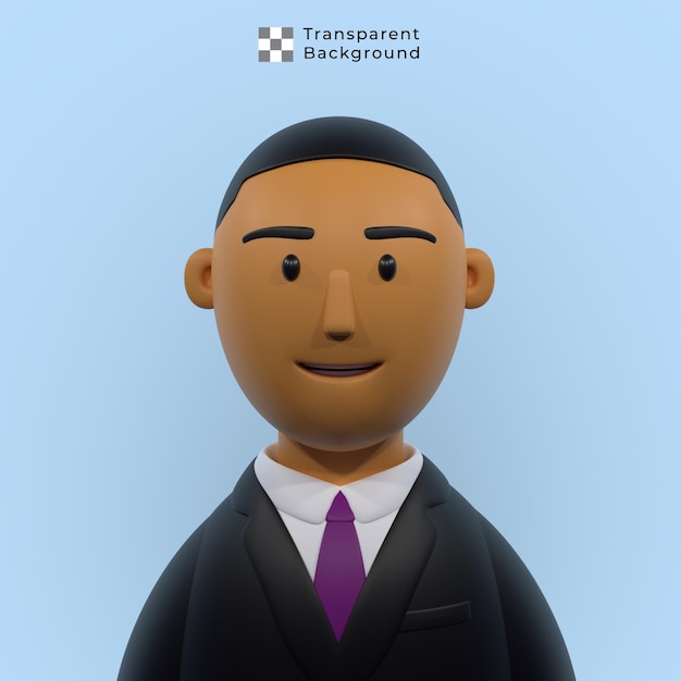 Personagem 3d de jovem com terno e cabelo curto