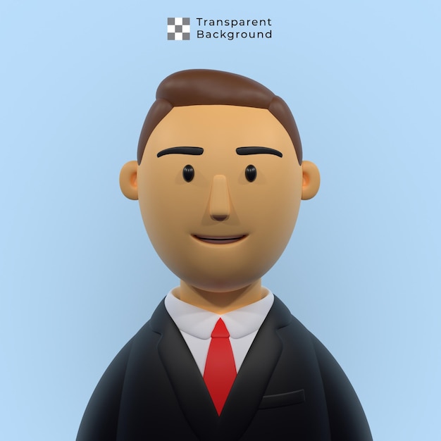 Personagem 3D do jovem empresário com terno