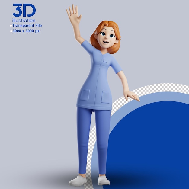Personagem 3D Enfermeira Ilustração 3D Personagem De Desenho Animado PNG