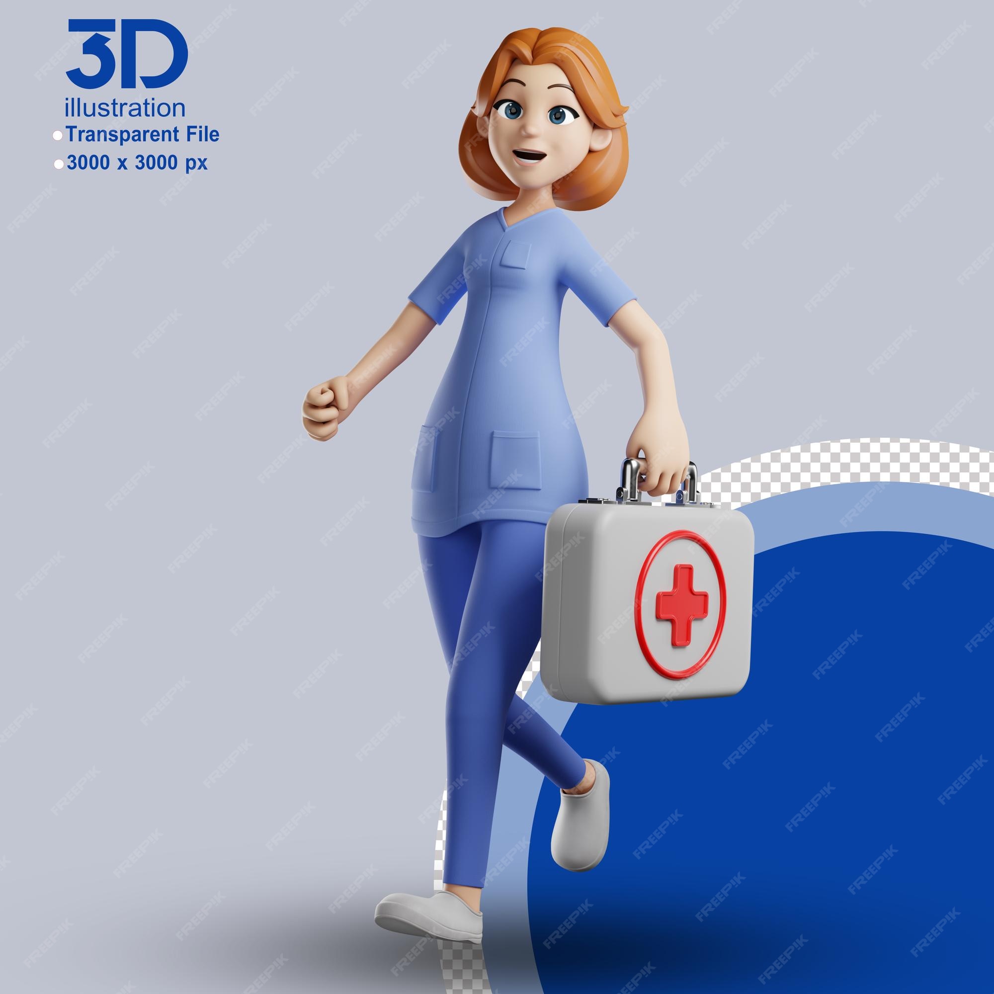 Personagem De Enfermeira Desenho Animado 3D (17) - 9637