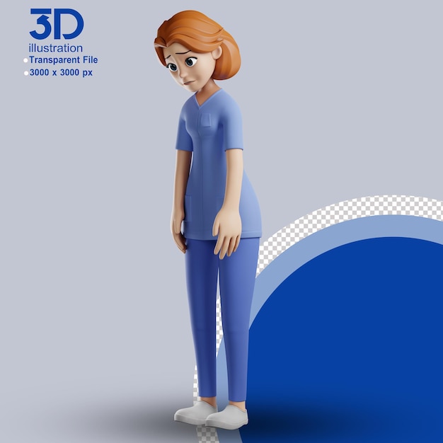 Personagem 3d enfermeira ilustração 3d personagem de desenho animado png